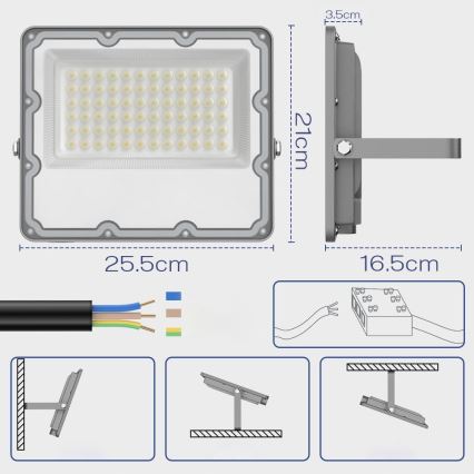 LED-Außenstrahler LED/100W/230V 4500K IP65 grau