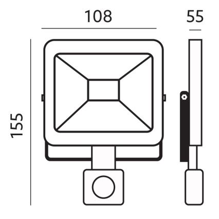 LED-Außenstrahler mit Sensor LED/10W/230V 6500K IP44