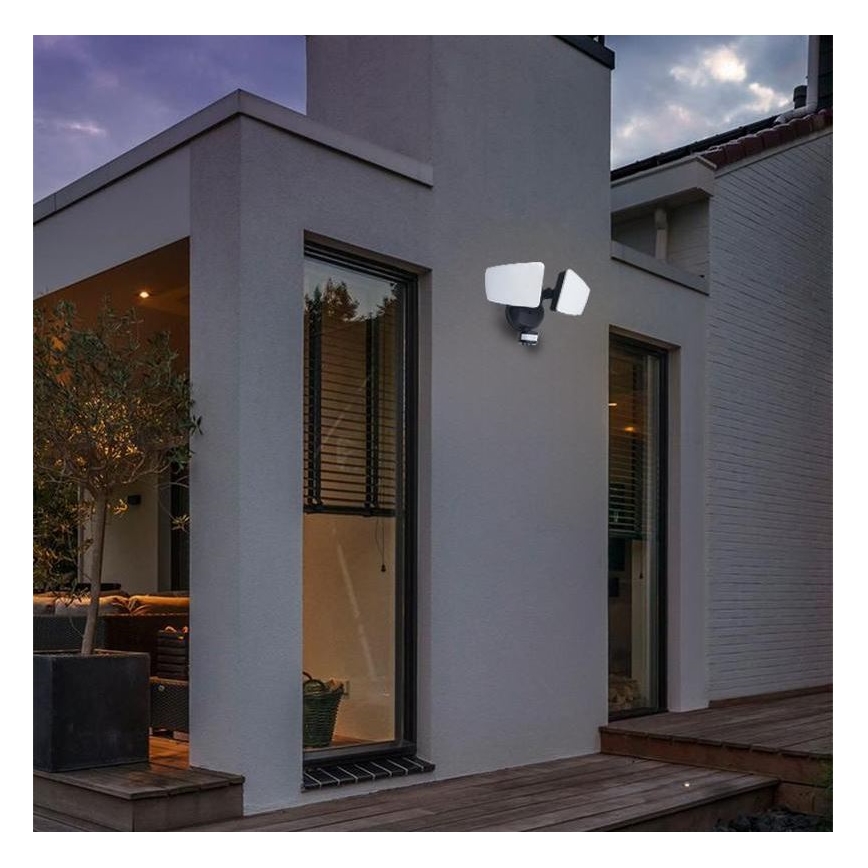LED-Außenstrahler mit Sensor LED/24W/230V 3000/4000/6000K IP54 schwarz