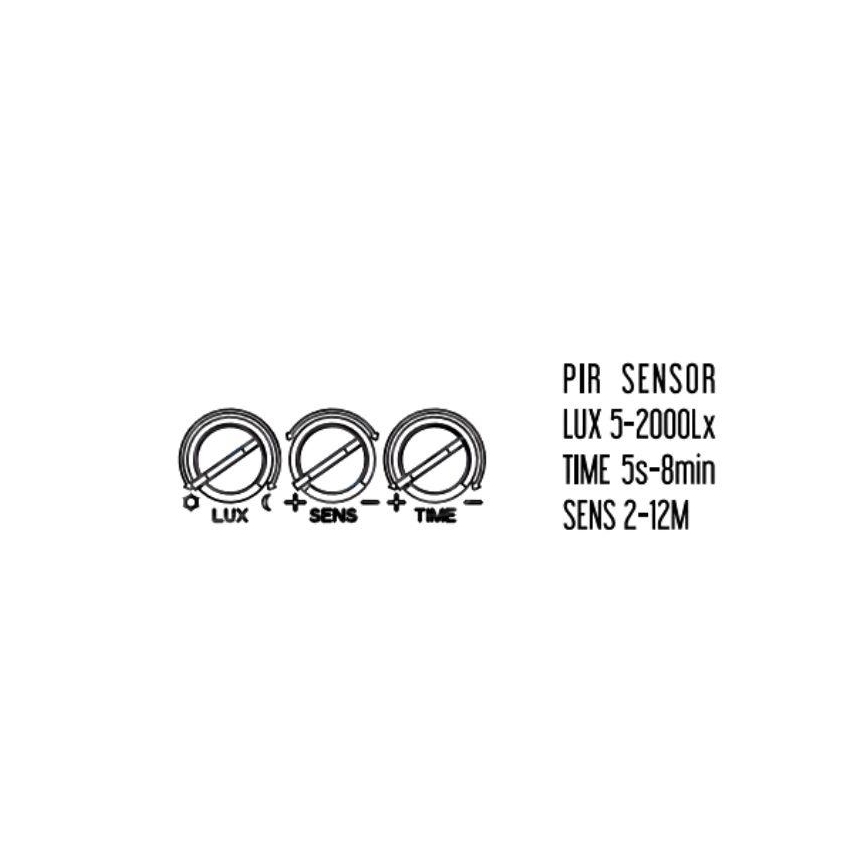 LED-Außenstrahler mit Sensor LED/24W/230V 3000/4000/6000K IP54 schwarz