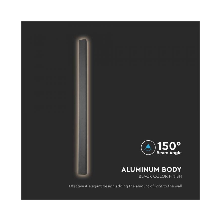 LED-Außenwandleuchte, 10 W, 230 V, 4000 K, IP65, 51 cm, schwarz