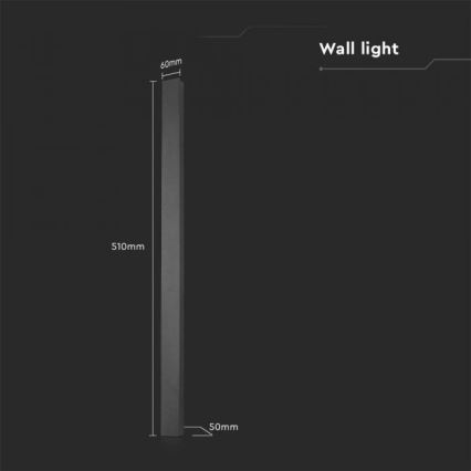 LED-Außenwandleuchte, 10 W, 230 V, 4000 K, IP65, 51 cm, schwarz