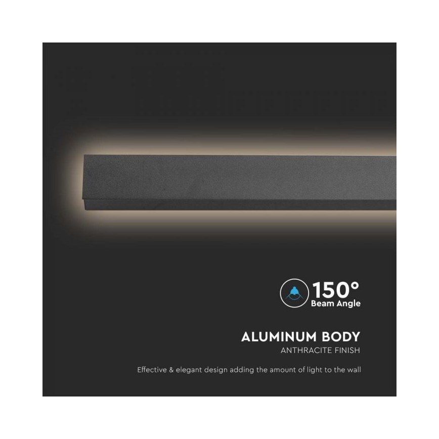 LED-Außenwandleuchte, 16 W / 230 V, 4000 K, IP65, 101 cm, schwarz