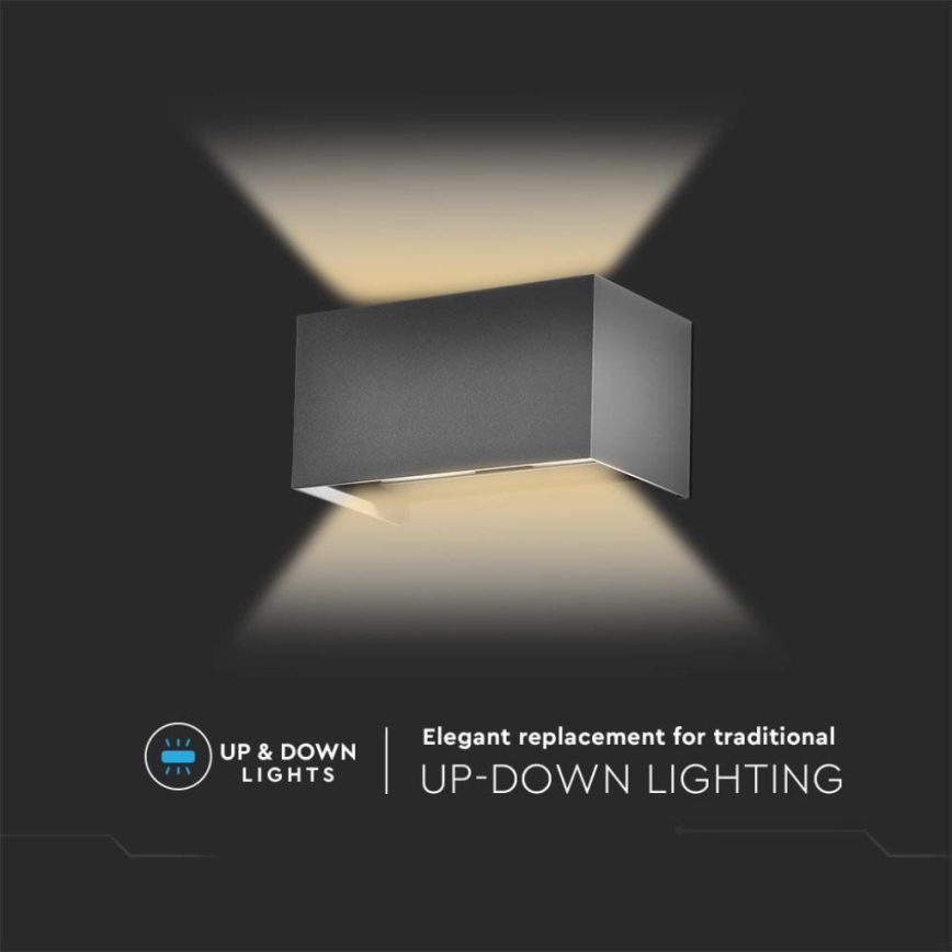 LED-Außenwandleuchte, 24 W, 230 V, 3000 K, IP65, Anthrazit