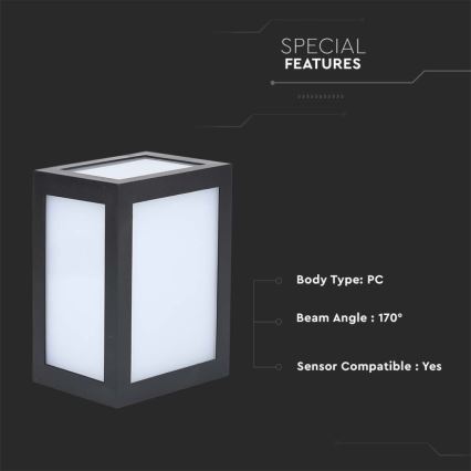 LED-Außenwandleuchte LED/12W/230V 4000K IP65 schwarz