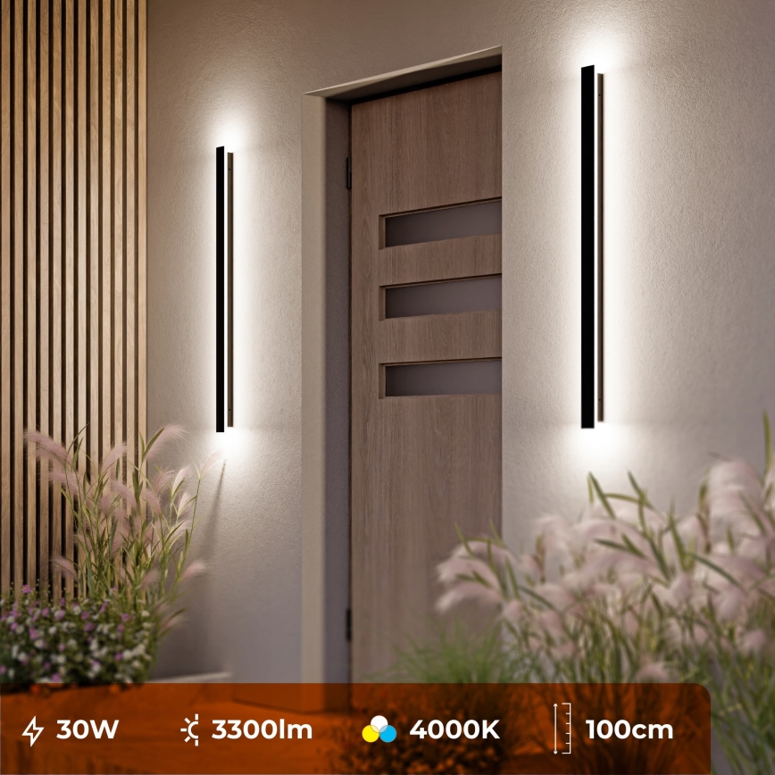 LED Außenwandleuchte LED/30W/230V 100 cm IP65 schwarz