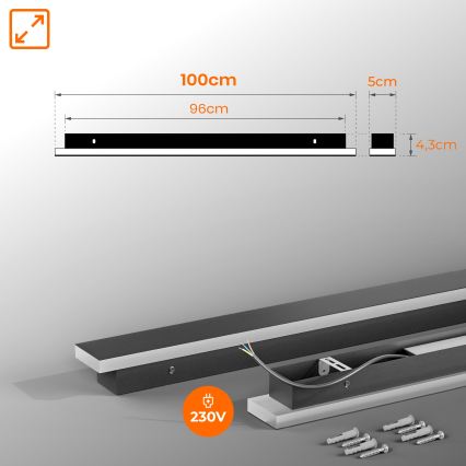 LED Außenwandleuchte LED/30W/230V 100 cm IP65 schwarz