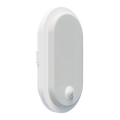 LED-Außenwandleuchte mit Bewegungs- und Dämmerungssensor OVAL LED/10W/230V IP65 weiß