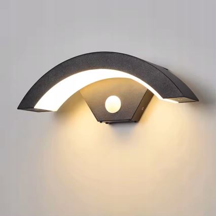 LED Außenwandleuchte mit Bewegungsmelder LED/10W/230V IP54 schwarz