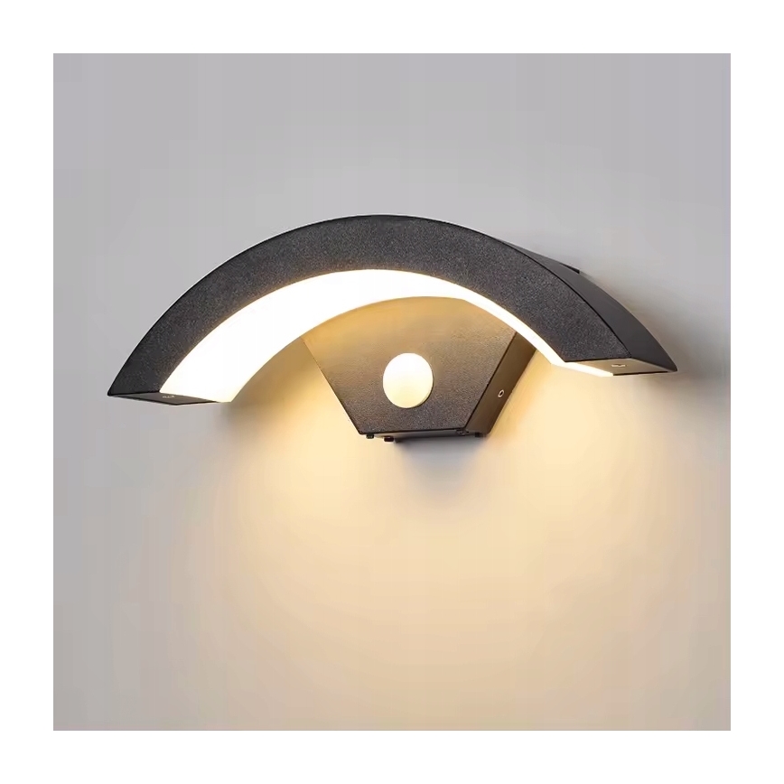 LED Außenwandleuchte mit Bewegungsmelder LED/10W/230V IP54 schwarz