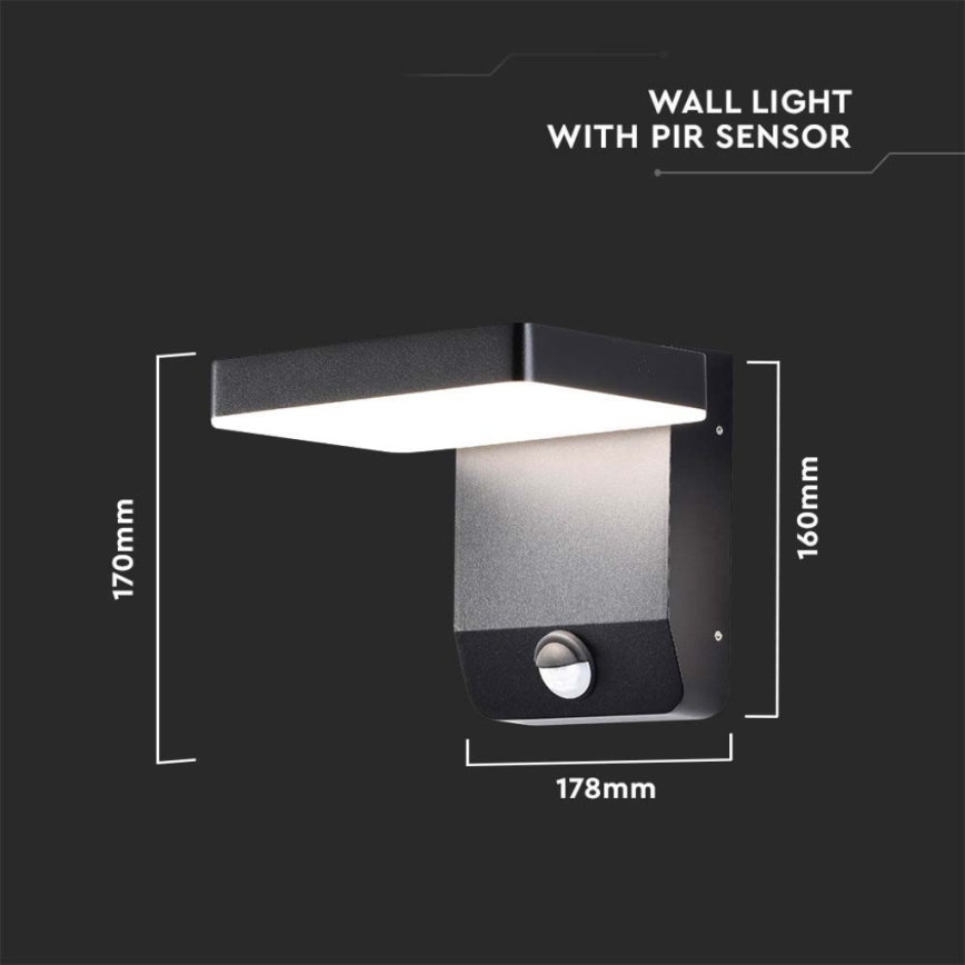 Flexible LED-Wandleuchte für den Außenbereich mit Sensor LED/17W/230V IP65 3000K schwarz