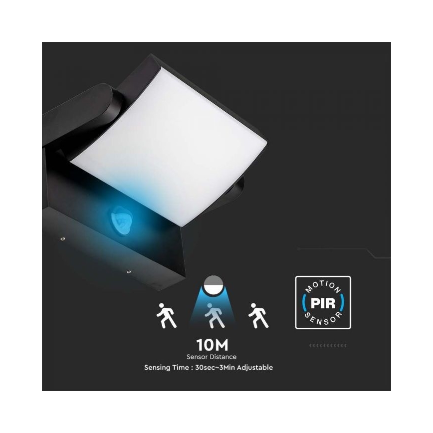 LED-Außenwandleuchte mit Sensor LED/17W/230V 4000K IP65 schwarz