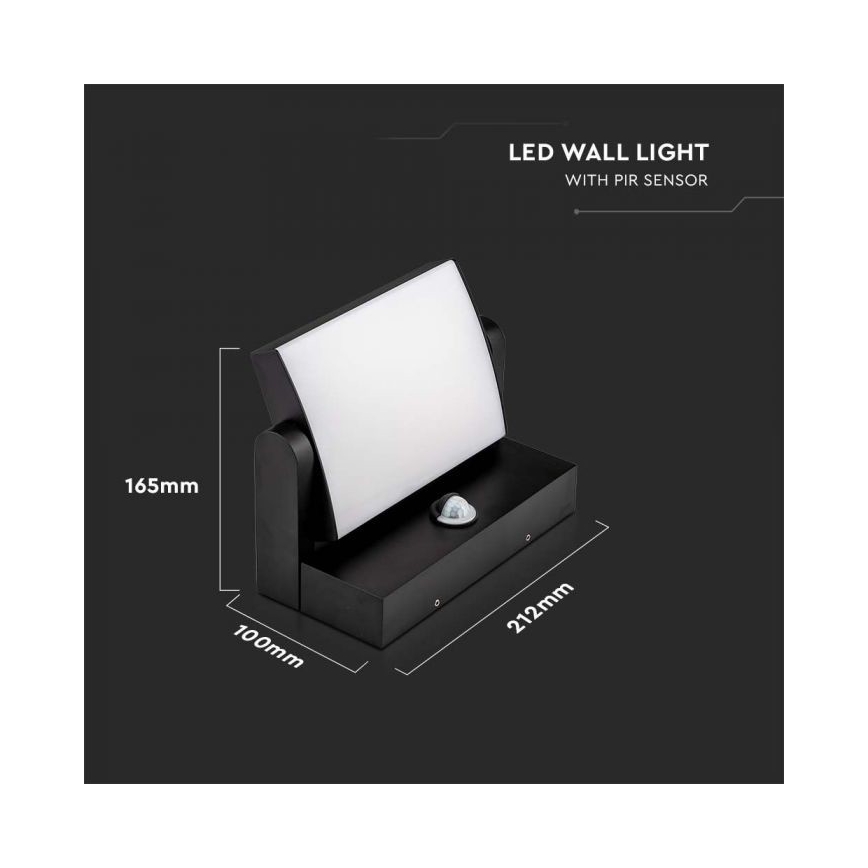 LED-Außenwandleuchte mit Sensor LED/17W/230V 4000K IP65 schwarz