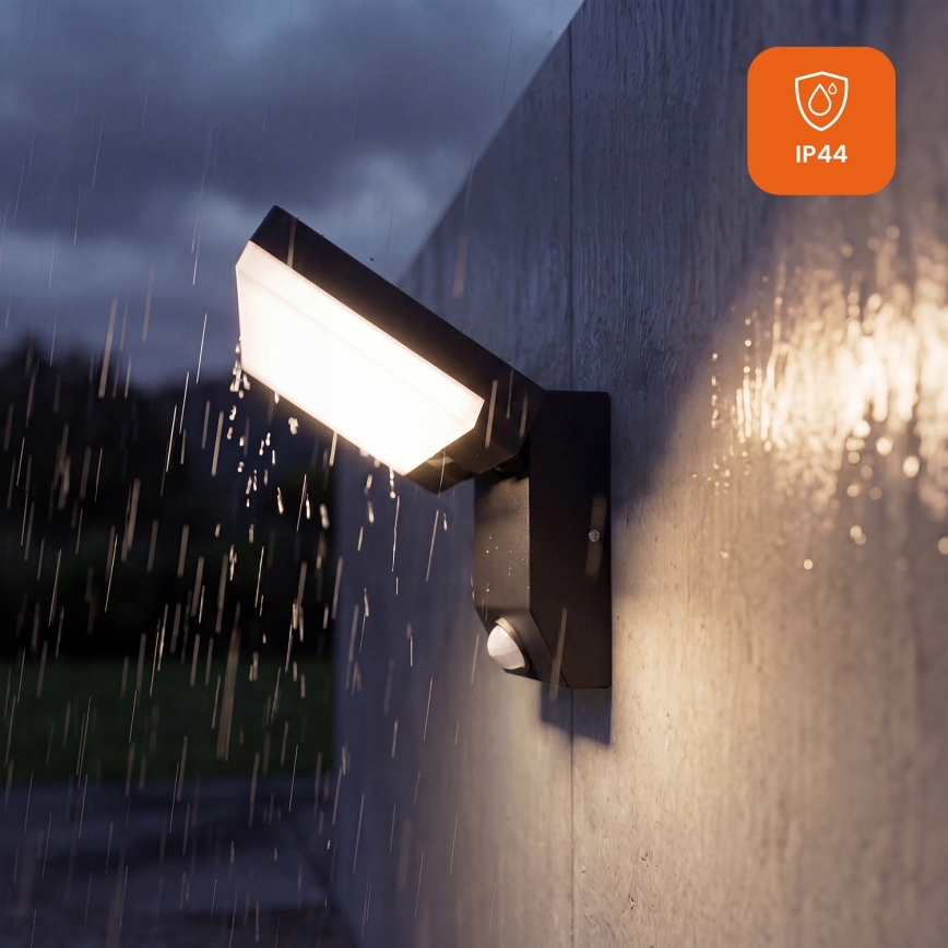 LED-Außenwandleuchte mit Bewegungsmelder LED/18W/230V IP44 schwarz