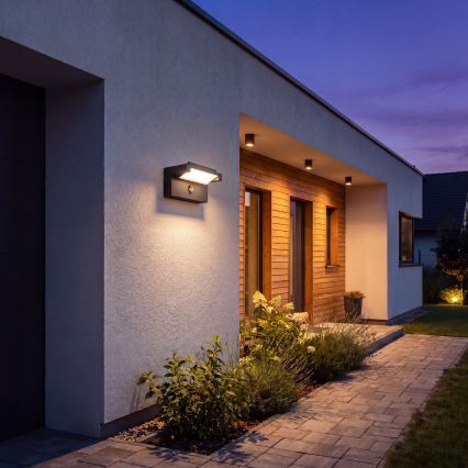 LED Außenwandleuchte mit Bewegungs- und Dämmerungssensor LED/25W/230V 3000/4000/6500K IP54 schwarz