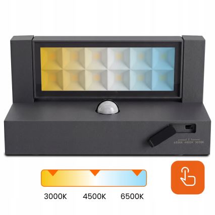 LED Außenwandleuchte mit Bewegungs- und Dämmerungssensor LED/25W/230V 3000/4000/6500K IP54 schwarz