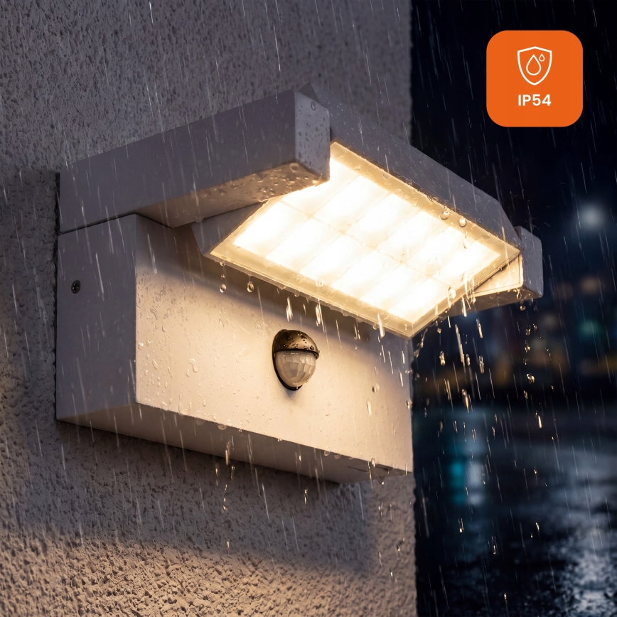 LED-Außen-Wandleuchte mit Bewegungs- und Dämmerungssensor LED/25W/230V 3000/4000/6500K IP54 weiß