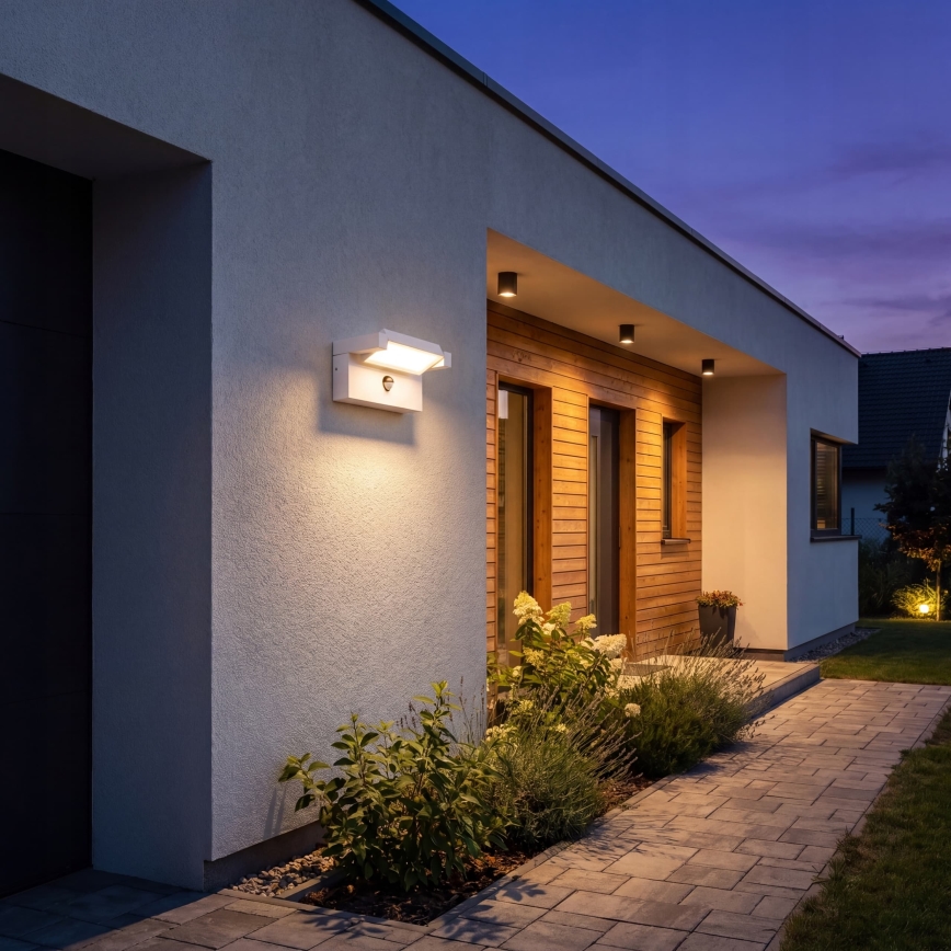 LED-Außen-Wandleuchte mit Bewegungs- und Dämmerungssensor LED/25W/230V 3000/4000/6500K IP54 weiß
