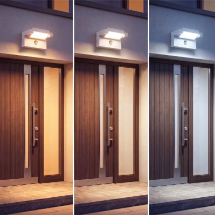 LED-Außen-Wandleuchte mit Bewegungs- und Dämmerungssensor LED/25W/230V 3000/4000/6500K IP54 weiß