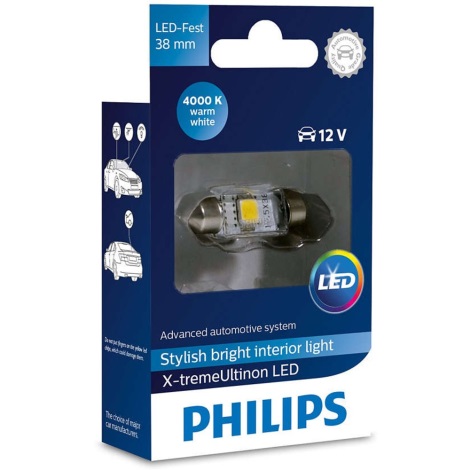 LED Autoglühbirne Philips X-TREME ULTINON 128584000KX1 LED SV8.5-8/0,8W/12V 4000K