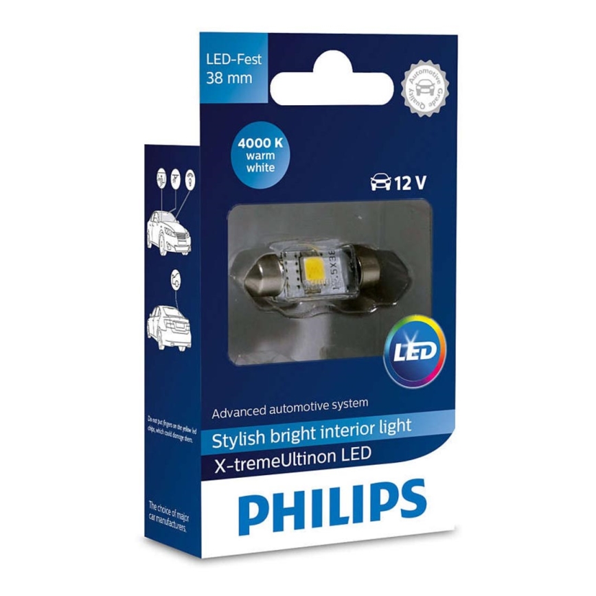 LED Autoglühbirne Philips X-TREME ULTINON 128584000KX1 LED SV8.5-8/0,8W/12V 4000K