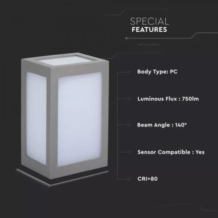 LED Auβen-Wandbeleuchtung 1xLED/12W/230V 6400K