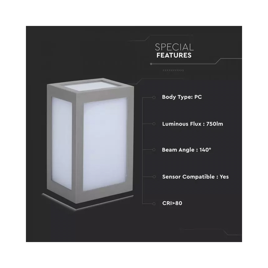 LED Auβen-Wandbeleuchtung 1xLED/12W/230V 6400K