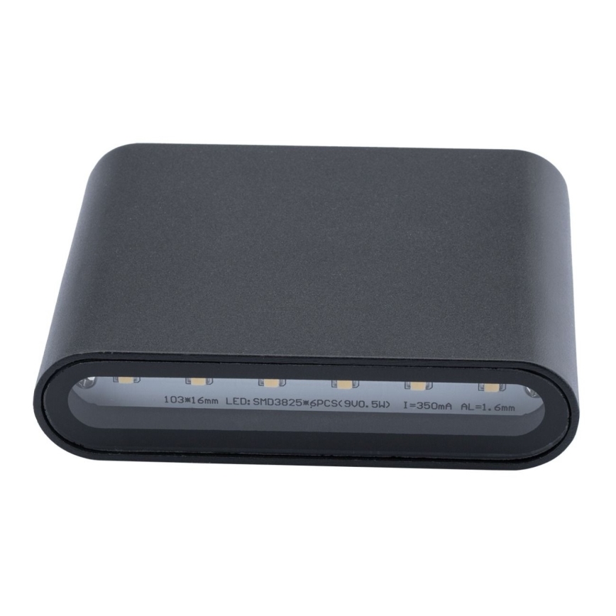 LED Auβen-Wandbeleuchtung FLOW 2xLED/3W/230V IP54 schwarz