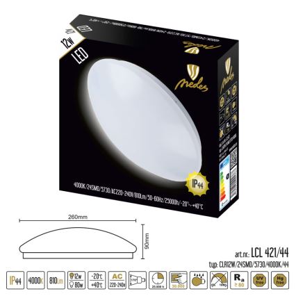 Nedes LCL421/44 - LED Badezimmer Deckenleuchte LED/12W/230V