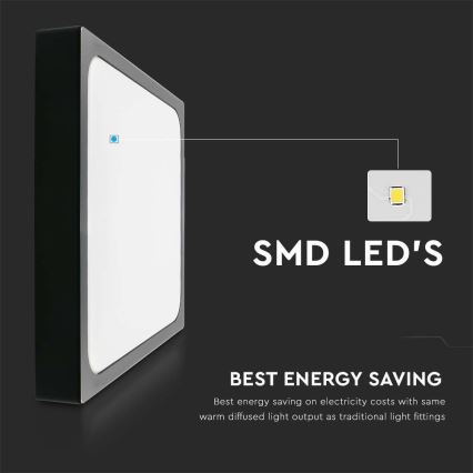 LED Badezimmer-Deckenleuchte mit Sensor LED/18W/230V 4000K IP44 22,5x22,5 cm schwarz