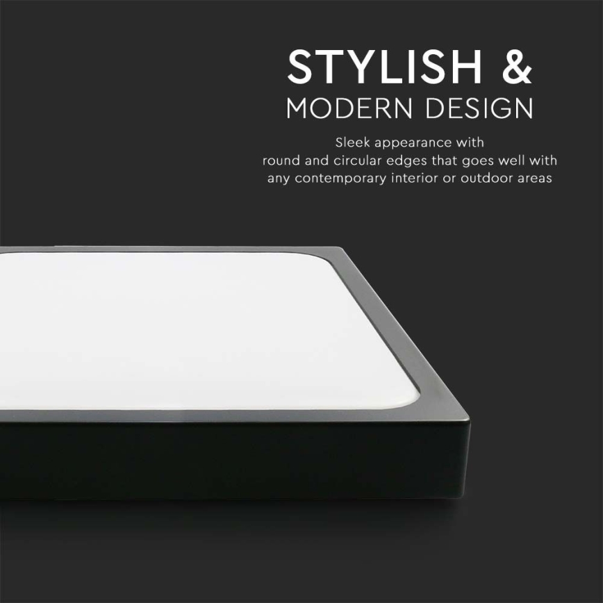 LED Badezimmer-Deckenleuchte mit Sensor LED/18W/230V 4000K IP44 22,5x22,5 cm schwarz