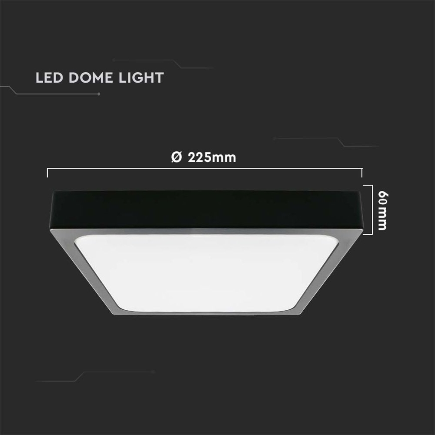 LED Badezimmer-Deckenleuchte mit Sensor LED/18W/230V 4000K IP44 22,5x22,5 cm schwarz