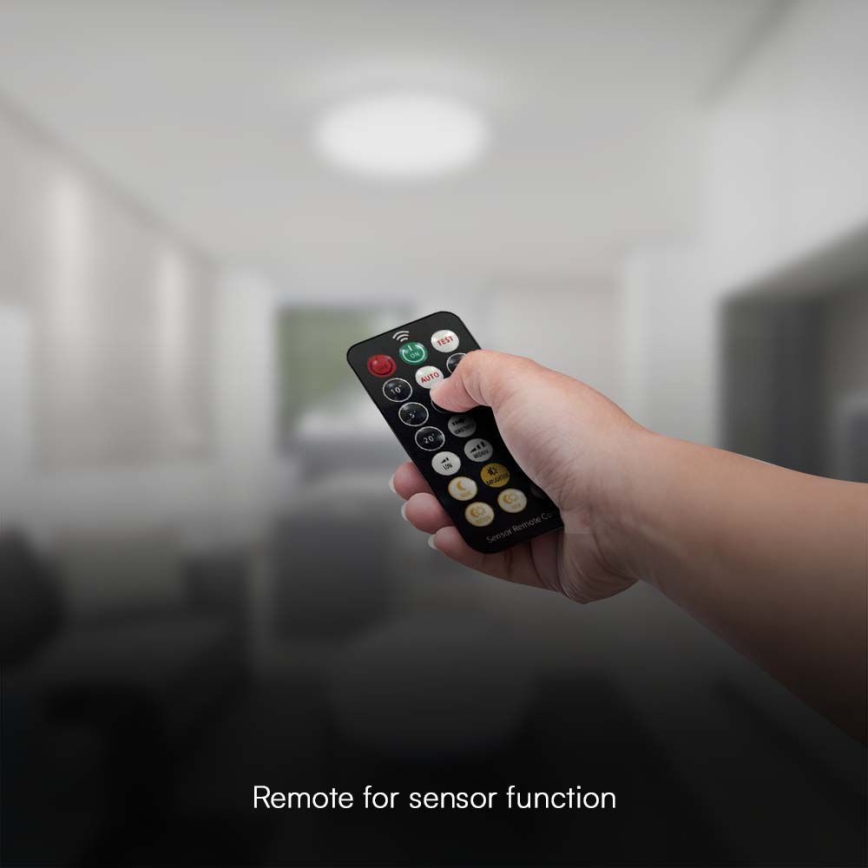 LED Badezimmer-Deckenleuchte mit Sensor SAMSUNG CHIP LED/18W/230V IP44 4000K 29x29 cm Weiß + Fernbedienung