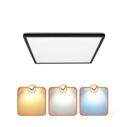 LED Badezimmer-Deckenleuchte NIVERA LED/12W/230V IP54 3000/4000/6000K 22,5x22,5 cm schwarz
