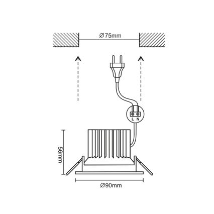 Nedes LDL123 - LED Badezimmer-Einbauchleuchte LED/7W IP44