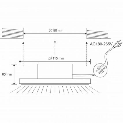 LED Badezimmer-Einbauleuchte LED/10W/230V 4000K weiß IP44