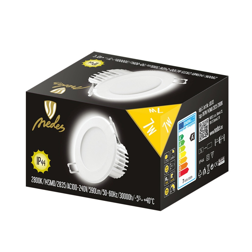 LED Badezimmer Einbauleuchte LED/7W/230V 2800K weiß IP44 | Beleuchtung.de