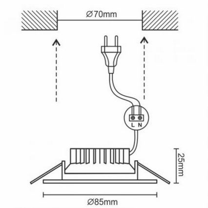 LED Badezimmer-Einbauleuchte LED/7W/230V 4000K weiß IP44