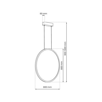 LED-Badezimmer-Hängeleuchte an einer Schnur SATURNO LED/46W/230V IP44 golden