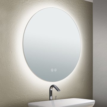 LED Badezimmer-Wandspiegel mit beheizter Oberfläche und Hintergrundbeleuchtung FOCUS LED/18W/230V 3000/4200/6000K Ø 45 cm IP44