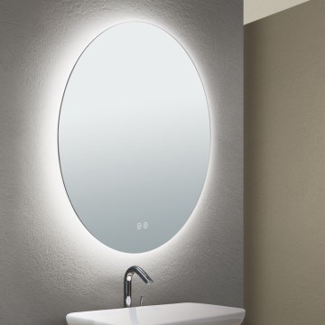 LED Badezimmer-Wandspiegel mit beheizter Oberfläche und Hintergrundbeleuchtung FOCUS LED/25W/230V 3000/4200/6000K Ø 60 cm IP44
