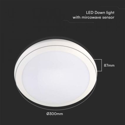 LED Badezimmerleuchte mit Sensor LED/20W/230V 3000/4000/6000K IP66 Ø 30 cm