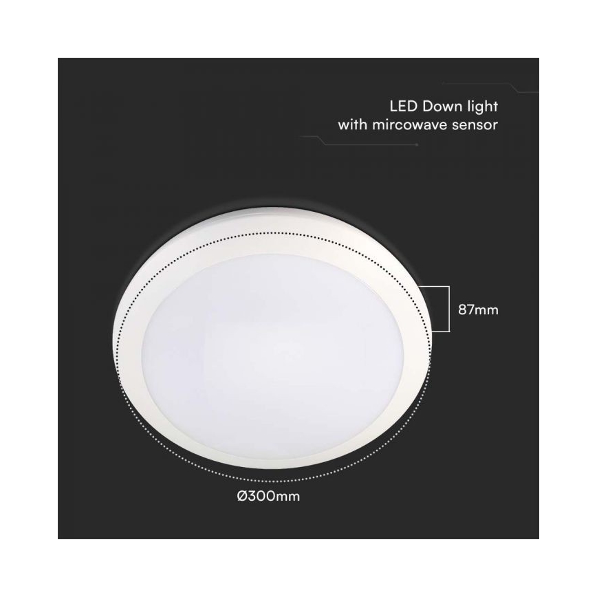 LED Badezimmerleuchte mit Sensor LED/20W/230V 3000/4000/6000K IP66 Ø 30 cm