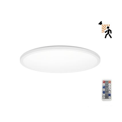 LED-Badleuchte mit Bewegungs- und Dämmerungssensor NIVERA LED/12W/230V IP54 3000/4000/6000K Ø 22,5 cm weiß + Fernbedienung