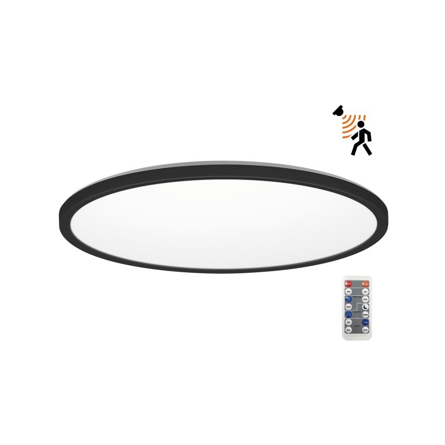 LED-Badezimmerleuchte mit Bewegungs- und Dämmerungssensor NIVERA LED/32W/230V IP54 3000/4000/6000K d 42 cm schwarz + Fernbedienung