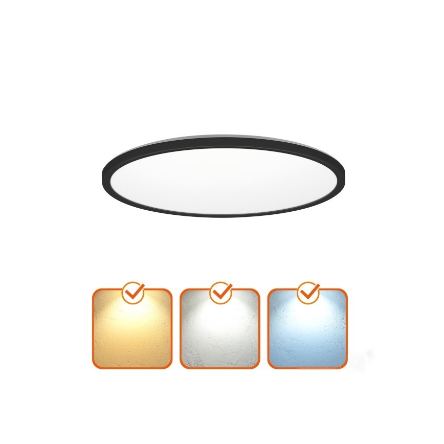 LED-Badezimmerleuchte mit Bewegungs- und Dämmerungssensor NIVERA LED/32W/230V IP54 3000/4000/6000K d 42 cm schwarz + Fernbedienung