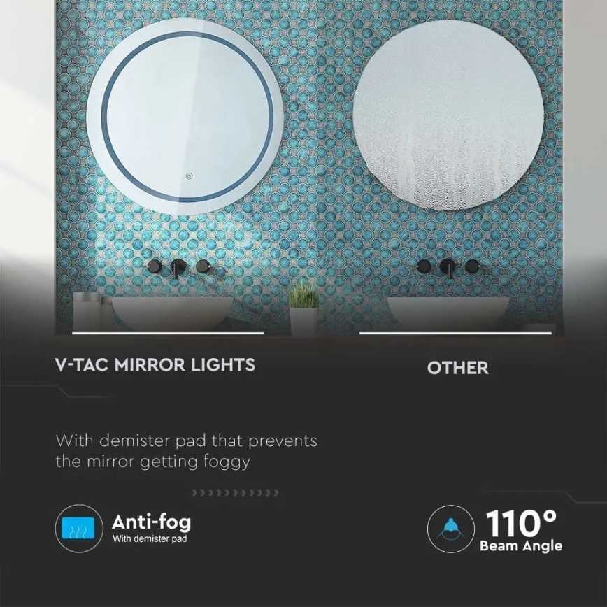 LED Badezimmerspiegel mit beheizter LED-Hintergrundbeleuchtung LED/25W/230V IP44 3000K/4000K/6400K