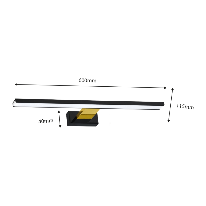 LED Badezimmerspiegelbeleuchtung SHINE LED/13,8W/230V IP44 schwarz/gold