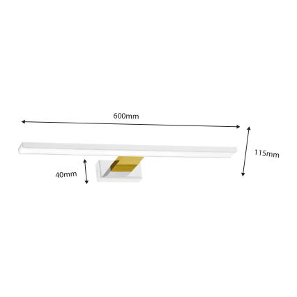 LED Badezimmerspiegelbeleuchtung SHINE LED/13,8W/230V IP44 weiß/gold