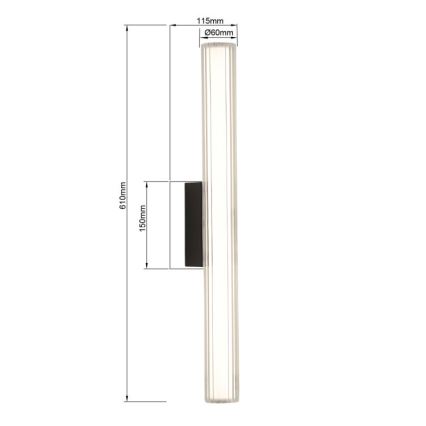 LED Badezimmer-Spiegelleuchte LINEA LED/12W/230V 3000/4000/6000K IP44 61 cm schwarz